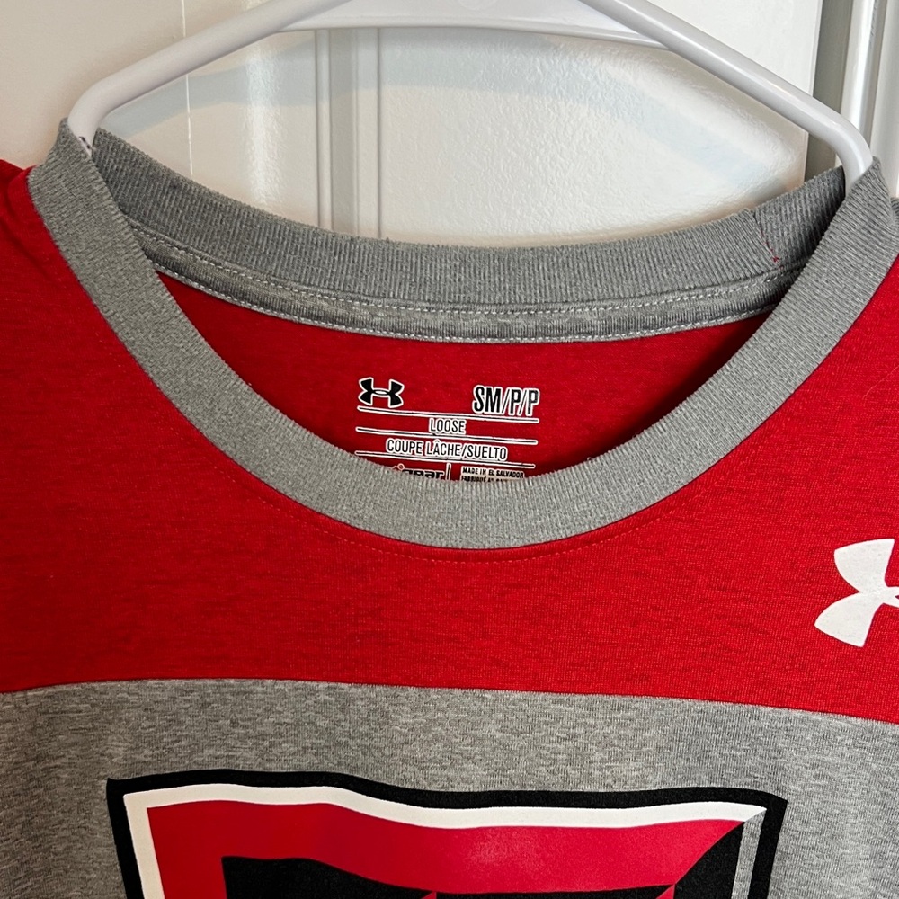 Under Armour Texas Tech Gear Red and Gray Long Sleeve Tee Comfy Tee - Picture 2 of 4